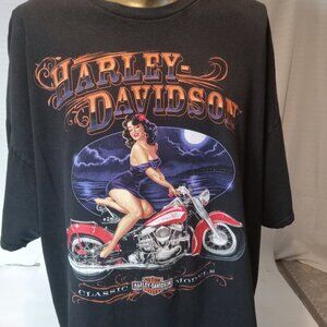 Harley Davidson Classic Motorcycle Pin-up Girl Black Shirt 3XL Clare's Niagara